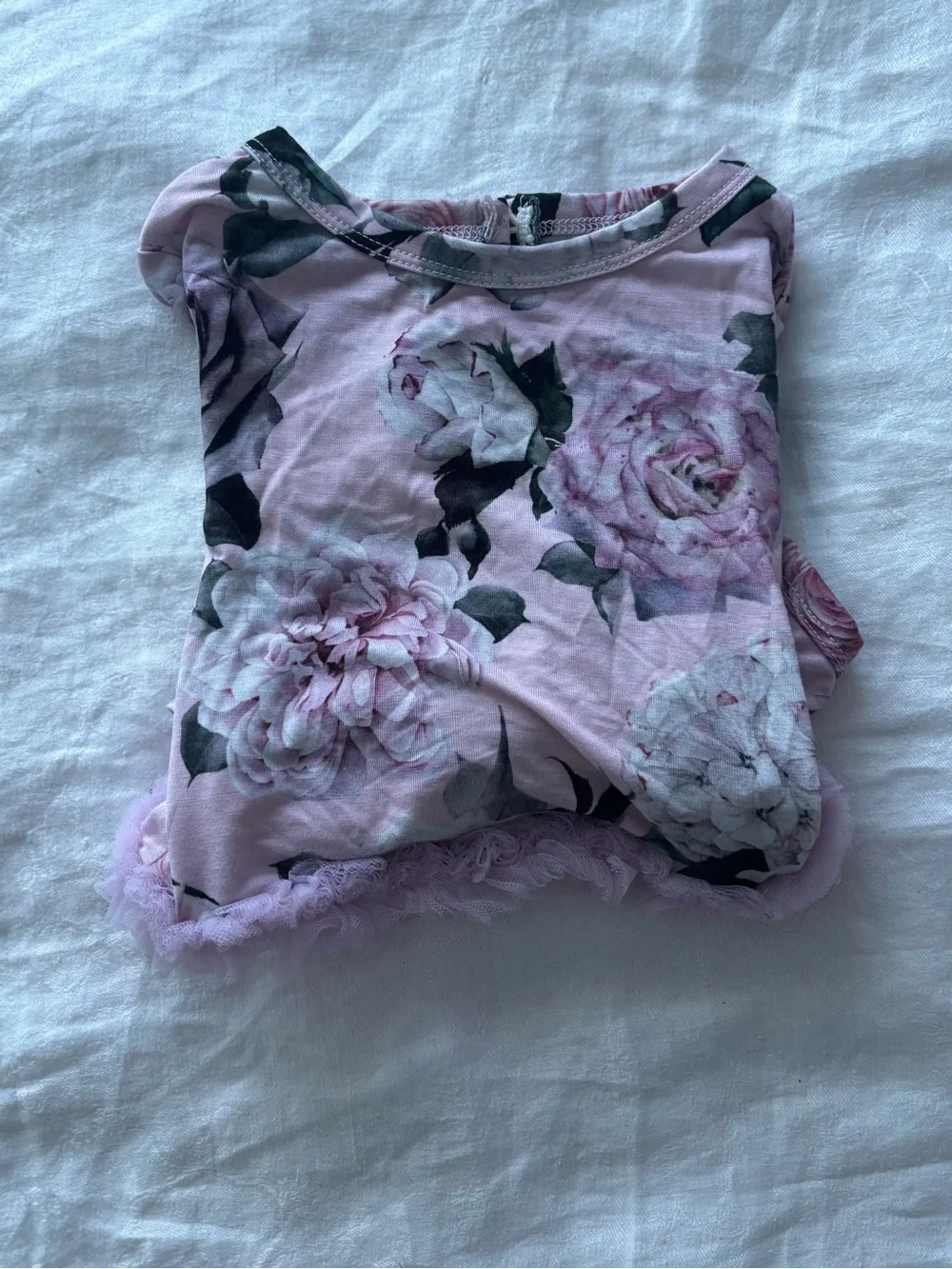 Bums & Roses Baby Girl Pink Floral Tulle Bodysuit Romper 18-24M Long Sleeve